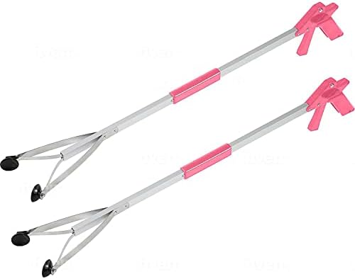 Grabber Reacher Suction Cup Grip Tool- Long 32 Inch Foldable Strong Heavy Duty Aluminum Pick Up Stick - Lightweight Trash Litter Picker Claw
