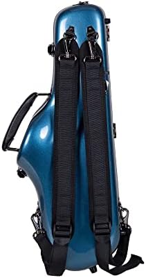 Crossrock Alto Saxophone Case-Fiberglass Hardshell with Backpack Straps in Blue