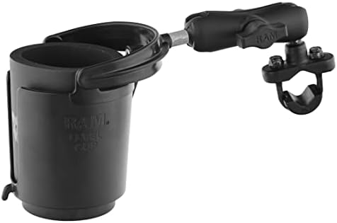 RAM Mounts Motorcycle Level Cup Holder with U-Bolt Handlebar Mount | Self-leveling cup holder with B Size 1" ball for motorcycles, ATVs and boat rails