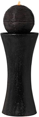 John Timberland Dark Sphere 35 1/2" High LED Pillar Indoor Bubbler Fountain | Large Zen Modern Outdoor Decor Faux Stone Floor with Light Ball Water