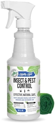 Mighty Mint Peppermint Oil Insect Repellent Spray, 16 oz | Natural Indoor & Outdoor Bug Control for Spiders, Ants, Roaches, Plant-Based, Extra-Strong Formula with Microfiber Cloth