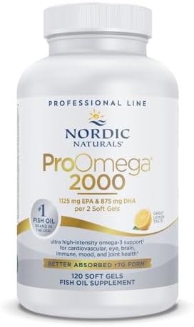 Nordic Naturals ProOmega-3, 2150 mg, EPA & DHA Fish Oil, Lemon - 120 Count | Ultra high-potency EPA & DHA fish oil supports brain, heart, eye & immune health. 2150 mg omega-3. Non-GMO. 60 servings