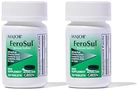 Major Ferosul - Ferrous Sulfate 325mg Tablets with 65mg of Elemental Iron - Iron Supplement for Women, Men - Green - 100 Count (3 Pack)