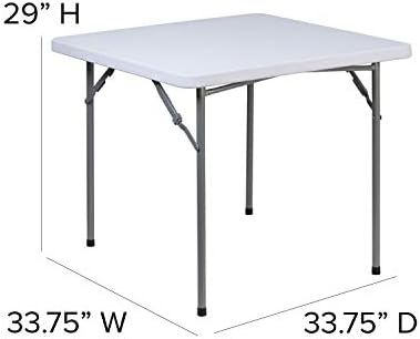 EMMA + OLIVER 2.81-Foot Square Granite White Plastic Card and Game Table