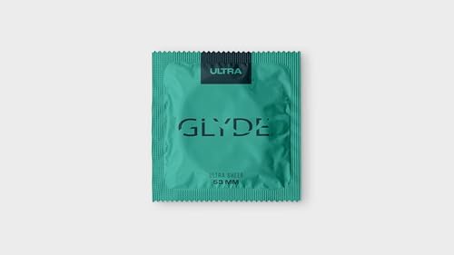GLYDE Ultra Standard Fit Condoms - Ultra-Thin Medium Size - 12 Count, 53mm | Fragrance-Free, Lightly Lubricated, Body-Friendly, Vegan Formula Condoms, Strong and Secure Fit for Comfort and Natural Feel