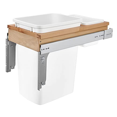 Rev-A-Shelf Top Mount Double Pullout Under Cabinet 50 Quart Kitchen Trash Cans w/Soft-Close for Full Height Cabinet, 150 Pound Rated Full-Extension Slides, 4WCTM-2150BBSCDM-2
