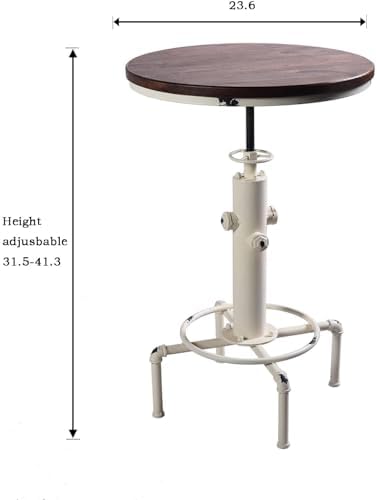 Topower Industrial Bar Table 32.3-38.2" Adjustable Pub Table Kitchen Dining Coffee Bistro Table (Red)