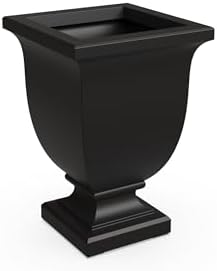 Mayne Augusta 26in Self-Watering Tall Square Urn Planter, Black