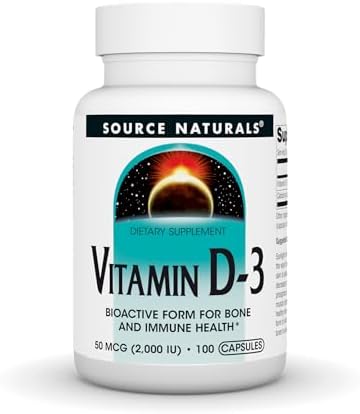 Source Naturals, Vitamin D-3, 50 mcg (2000 IU) - 200 Capsules | Bioactive Form for Bone & Immune Health