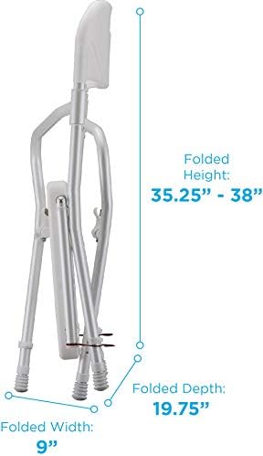 NOVA Medical Products Foldable Bath and Shower Chair with Arms and Back, U Shaped Front Design for Hygienic Cleaning, Seat Height Adjustable