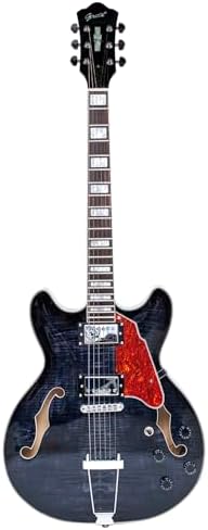 GROTE Jazz Electric Guitar Semi-Hollow Body Trapeze Tailpiece Bridge Guitar Gig Bag (RED)