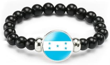 vmcoatdu National Flag Bracelet Elastic Rope Beaded Bracelet Support Your Country Travel Souvenir Gifts for Men Women