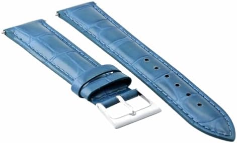 Ewatchparts 19mm Light Blue Italian Leather Replacement Watch Strap Silver Buckle Compatible With Invicta Russian Diver