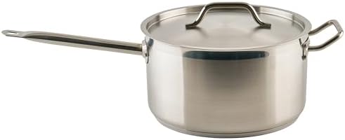 Winco 4 1/2 qt Heavy-Duty 4.5 qt Stainless Steel Sauce Pan with Cover | Even heat distribution, Secure riveted handle, Great for Cooking, Food Preparation and Restaurant Kitchens