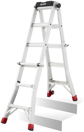 Lift Ladders 18-Ft Multi-Position Aluminum Ladder, 5-in-1, 300 lb. Capacity