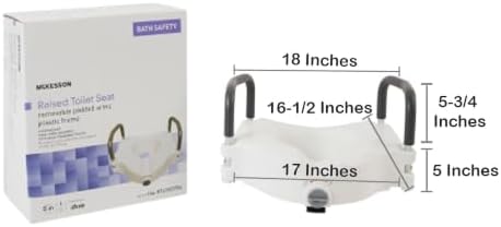 McKesson Raised Toilet Seat with Removable Padded Arms, White, 5 in, 1 ct | Lightweight, Fits Most Standard Toilets