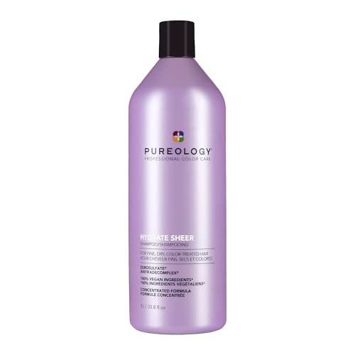 Pureology Hydrate Sheer Shampoo - Lightweight Hydrating Shampoo For Fine or Dry Color-Treated Hair, Silicone-Free & Vegan
