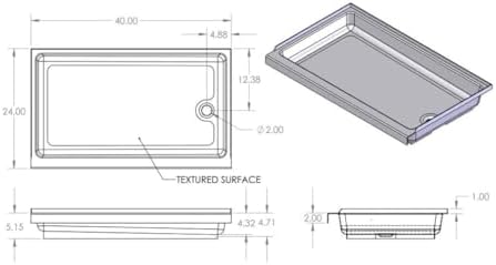 Specialty Recreation Shower Pan 24 X 40 White- Left Hand Drain