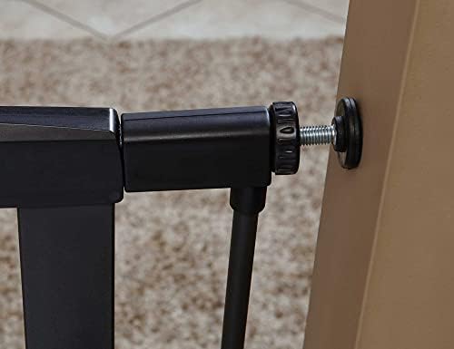 Midwest Homes 39-Inch Steel Walk-Thru Dog Gate, Expands to 38" | Pressure Mounted, Expands 29.5"- 38" Wide, Auto-Close Door, Spring-Loaded Latch, Includes Two 3" Extensions