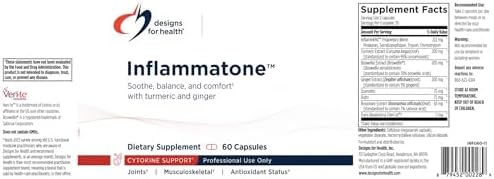 Designs for Health Inflammatone - Turmeric Supplements with Proteolytic Enzymes, Boswellia, Quercetin & Resveratrol (60 Capsules)