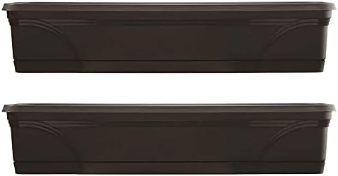 Southern Patio Rectangular Garden Box Planters, Black, 36 x 8 Inch, 2 Pack
