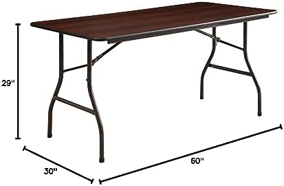 Lorell Folding Table, 60 by 30 by 29-Inch, Mahogany