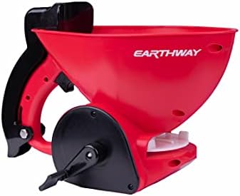 EarthWay 16014 LB Red Ergonomic Hand Spreader with Built-in Ergonomic Armrest and Trigger for Comfort and Adjustable Reel Control and Sealed Gearbox
