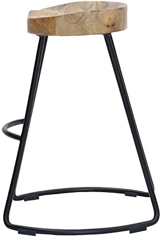 The Urban Port 24 Inch Wooden Saddle Seat Barstool