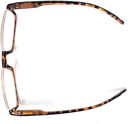 The Parker Rectangle Half Frame Reading Glasses, Unisex Semi Rimless Readers + 1.50 Tortoise
