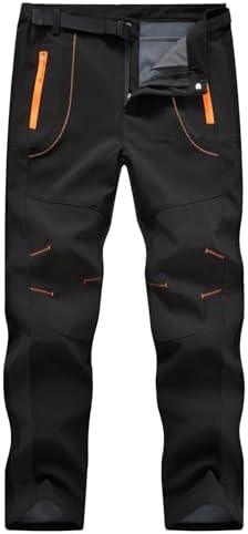 TBMPOY Men's Snow Ski Hiking Pants Waterproof Winter Fleece Lined Pants Camping Skiing Ice Fishing Pants with Belt