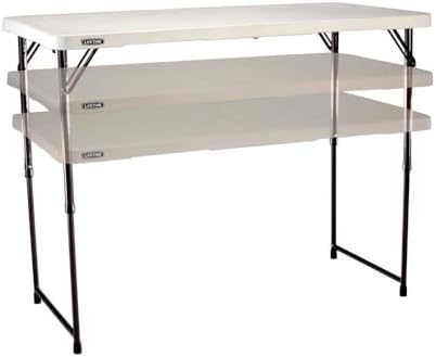 LIFETIME Fold-in-Half Adjustable Folding Table, 4 Foot