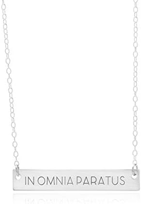 In Omnia Paratus Bar Necklace Strength Jewelry A Motivation Necklace Mantra Pendant Is An Inspirational Charm, In Omnia Paratus Bar Jewelry