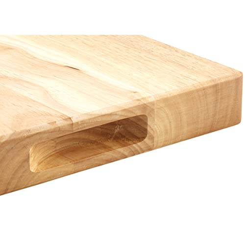 Winco WCB-1824 Wooden Cutting Board, 18-Inch by 24-Inch by 1.75-Inch, Medium, Tan | Inset handles, Minimizes dulling, Attractive appearance