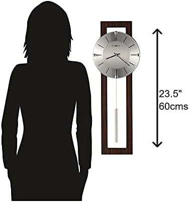 Howard Miller Mela Wall Clock with Pendulum | Wooden Frame, Silver Dial, Analog Quartz | Modern Minimalist Decor for Living Room, Office
