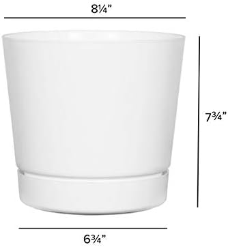 Novelty Majestic Full Depth Round Cylinder Pot, Glossy White, 8-Inch (10082)