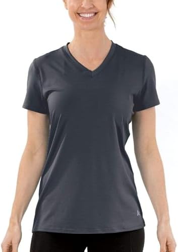 Arctic Cool Women's V-Neck Instant Cooling Moisture Wicking Performance UPF 50+ Short Sleeve Workout Shirt