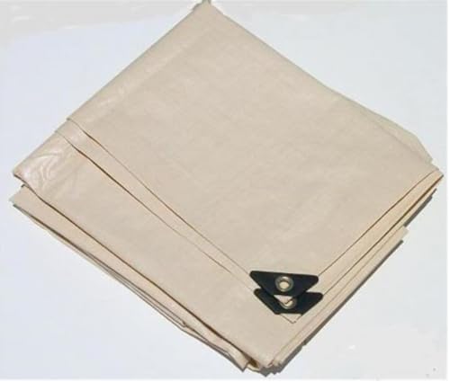 10' x 18' Tan Beige Heavy Duty Waterproof Poly Tarp | 12 mil, With Grommets, Finished Size Approx. 9'6" x 17'6"