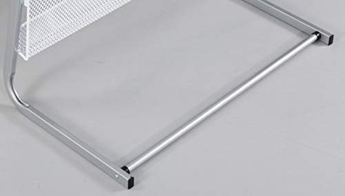 GENMO Floor-Standing Magazine Rack, Carbon Iron Steel, Silver, 4 Large Shelves, Convenient Installation, Suitable for Reception Areas