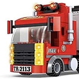 General Jim's Big Red Semi-Truck Building Blocks Truck Vehicle | Compatible with Lego and All Major Brick Building Brands