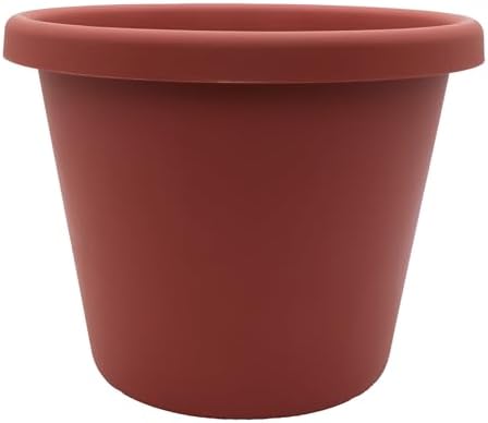 The HC Companies Classic Round Plastic Plant Pot w/Rolled Rim - Lightweight & UV Resistant Flower Pot for Herbs & More - Outdoor & Indoor Plant Pots w/Drainage (15.5 inch Warm Gray, Pack of 1)