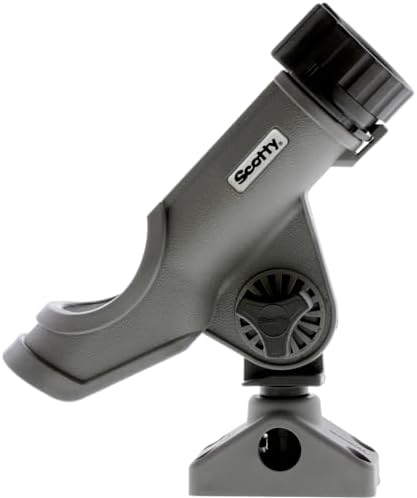 Scotty #230 Powerlock Rod Holder with #241 Side/Deck Mount, Adjustable Boat Fishing Rod Holder, Universal Cradle Design, Side or Deck Mount Installation, Marine-Grade Construction