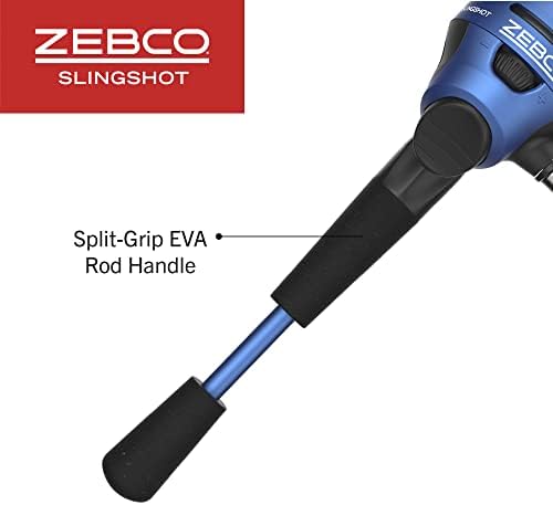 Zebco Slingshot Spincast Reel and Fishing Rod Combo, 2-Piece Fishing Pole, Right-Hand Retrieve, Pre-Spooled with 10-Pound Zebco Line