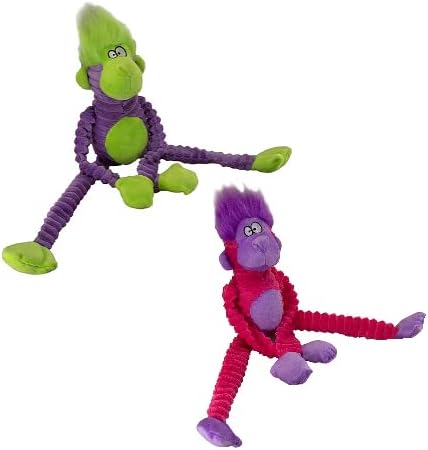PetSport 2 Pack of Jungle Monkey Plush Dog Toys with Squeakers and Floppy Limbs, 14 Inch, Assorted Designs