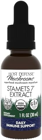 Host Defense Stamets 7 Extract - 7 Species Blend - Mushroom Supplement for Immune Support with Royal Sun Blazei, Cordyceps, Reishi, Maitake, Lion's Mane, Chaga & Mesima - 2 fl oz (60 Servings)*
