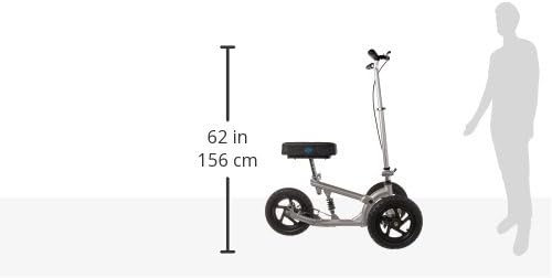 KneeRover PRO All Terrain Knee Scooter with Shock Absorber, Silver | Heavy Duty Knee Walker For Adults