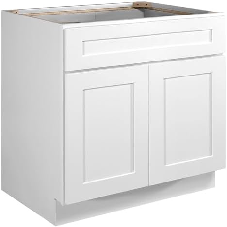 Design House Brookings Kitchen Sink Base Cabinet, 36", White | Floor Mount, Contemporary/Modern, Wood, Kitchen, 561498