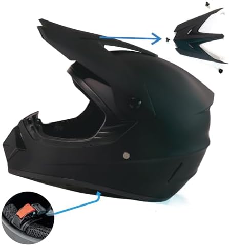 Dirt Bike Helmets Black Fullface DOT Motorcycle E Bike ATV Helmet
