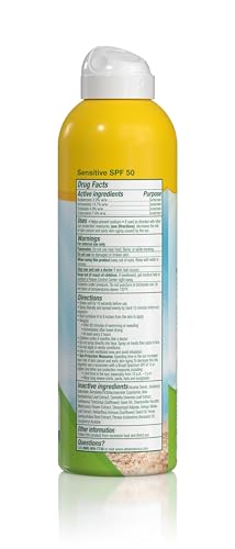 Alba Botanica Sensitive Sunscreen Spray for Face and Body, Fragrance-Free, Broad Spectrum SPF 50, Water Resistant, 5 fl. oz. Bottle