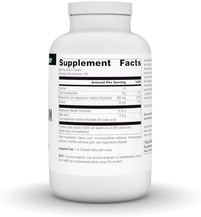 Source Naturals Magnesium Malate, 3,750 mg - 180 Vegetarian Tablets | Supports Muscles and Energy Production*
