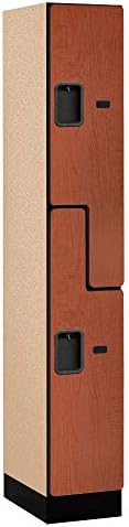 Salsbury Industries 2-Tier S-Style Designer Wood Locker with One Wide Storage Unit, 6-Feet High by 18-Inch Deep, Mahogany